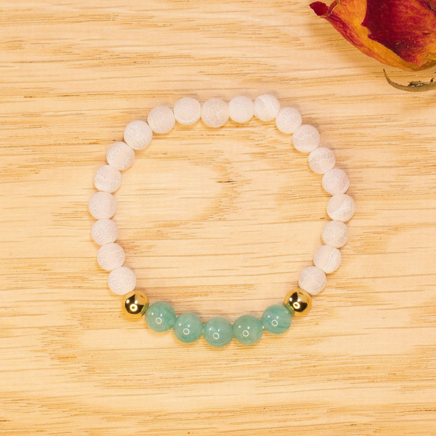 Amazonite et agate blanche