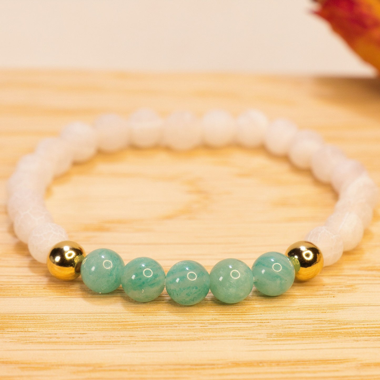 Amazonite et agate blanche