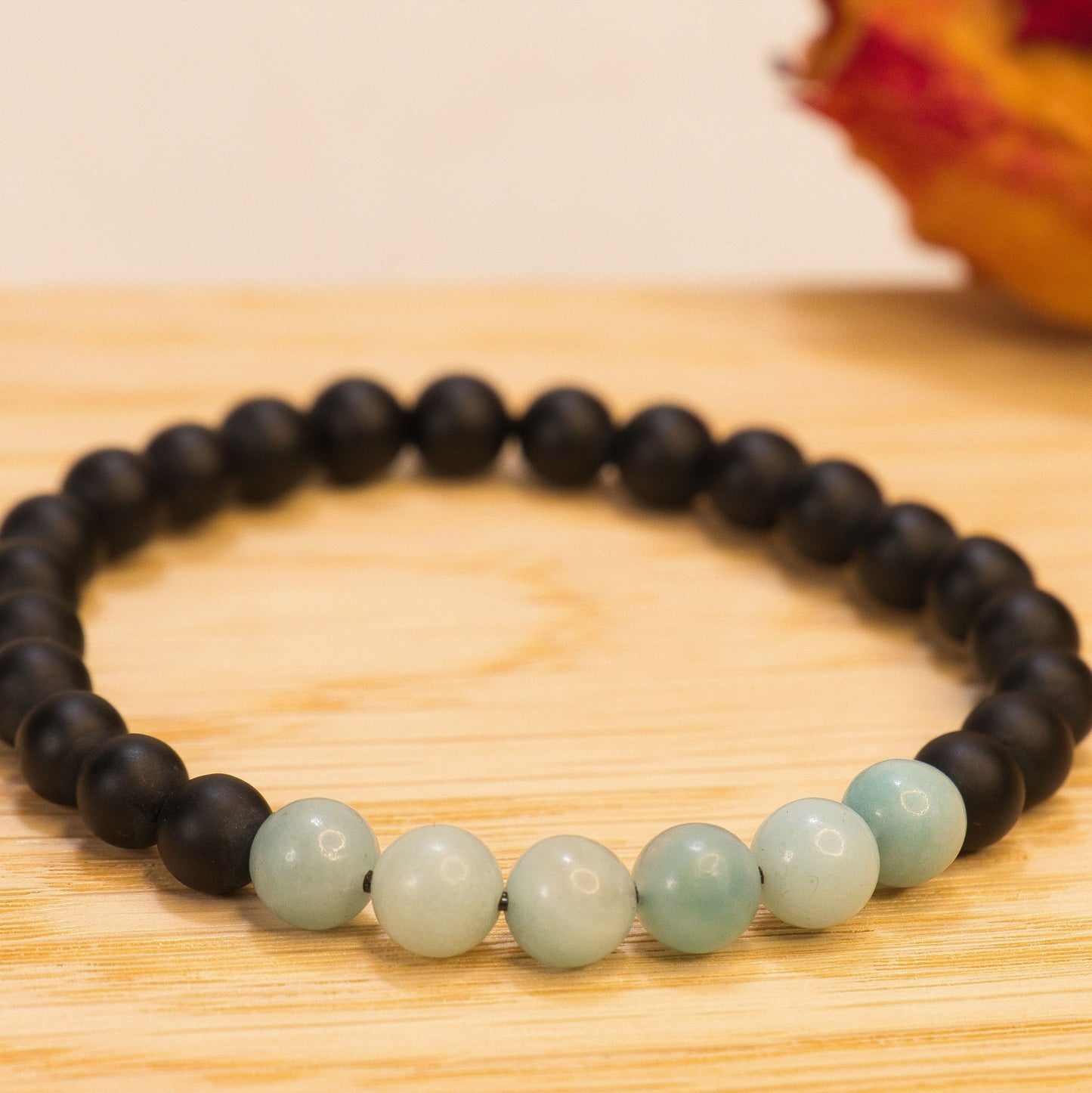 Amazonite claire et onyx mat