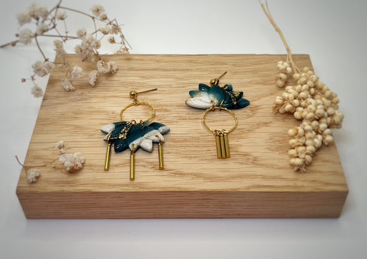 Saphir Nacré fleurs de lotus asymétriques