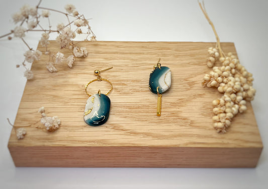 Saphir Nacré demi cercle allongé asymétrique